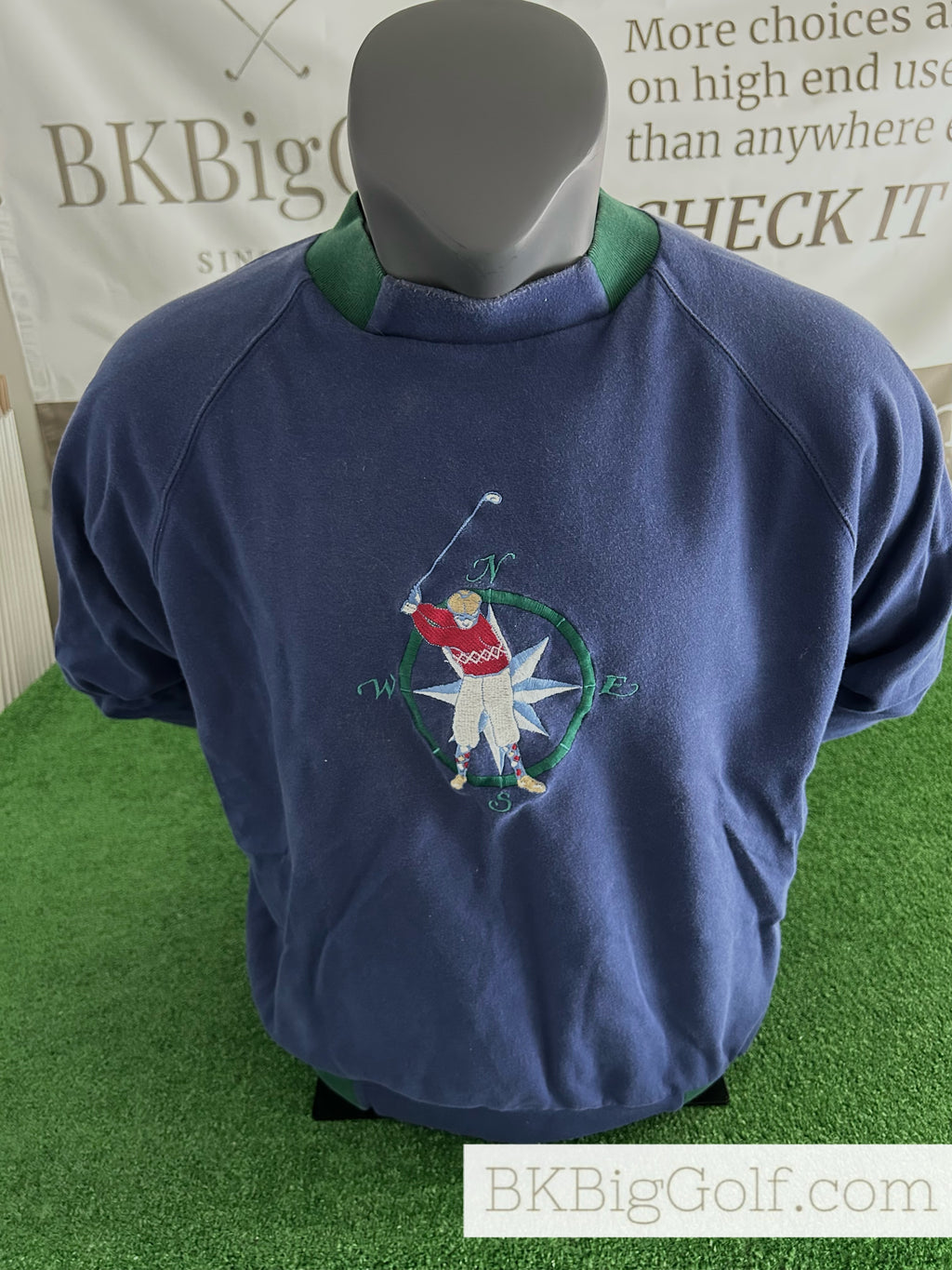 Vintage Etonic Golfwear Golf Compass 100% Cotton Navy XL Rain Jacket