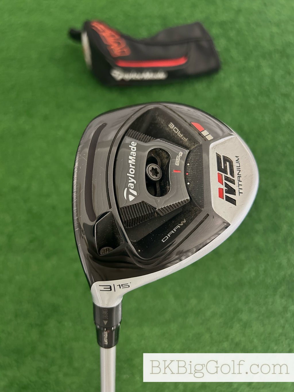 LH Taylormade M5 Titanium 15 Degree 3 Wood w Headcover / Stiff