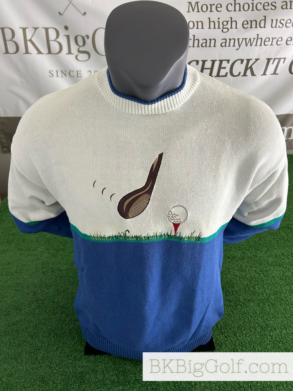 Vintage Cambridge Classics Mervyns 100% Cotton Size M Blue Golf Sweater