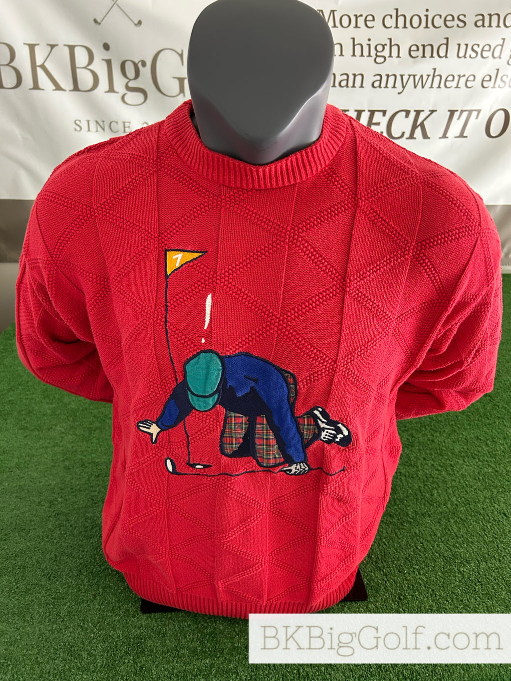 Vintage Cambridge Classics “Hole in One!” Knit Red Size L Crewneck Sweater