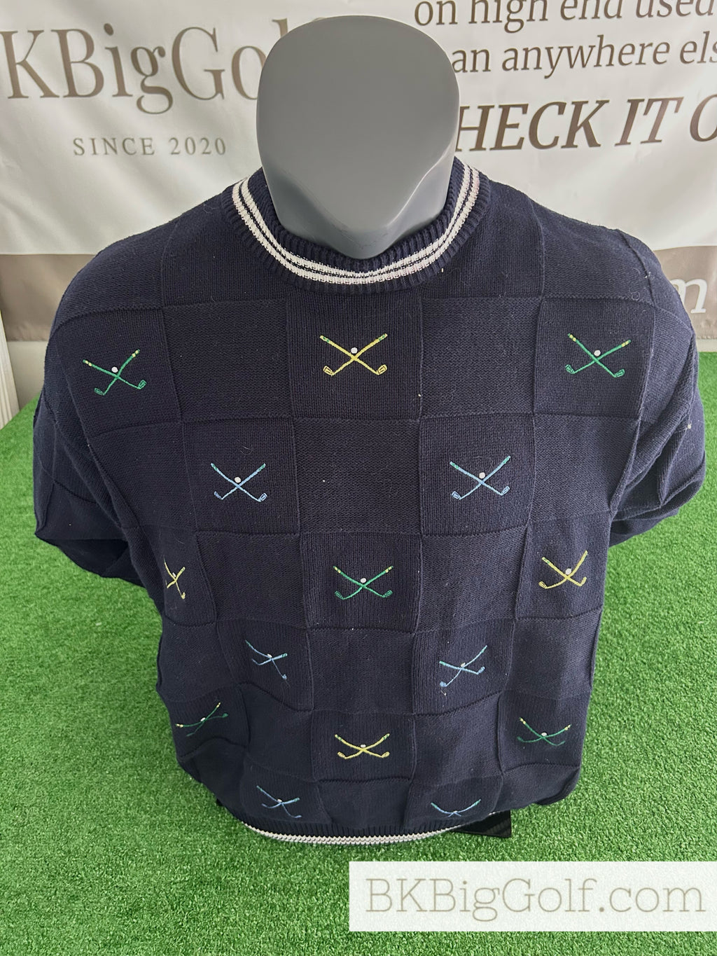 Vintage Pivot Rules Navy Knit Golf Crewneck 100% Cotton XL Sweater