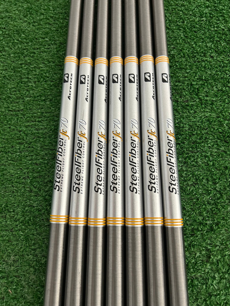 NEW Aerotech Steelfiber fc70 F4 Stiff Flex 7pc Iron Shafts Set .370 Ti ...