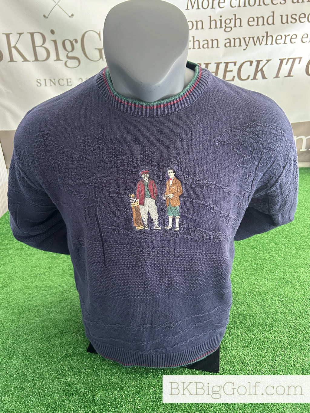 Cypress Links Two Fine Gentlemen Vintage L Navy Men’s Crewneck Sweater