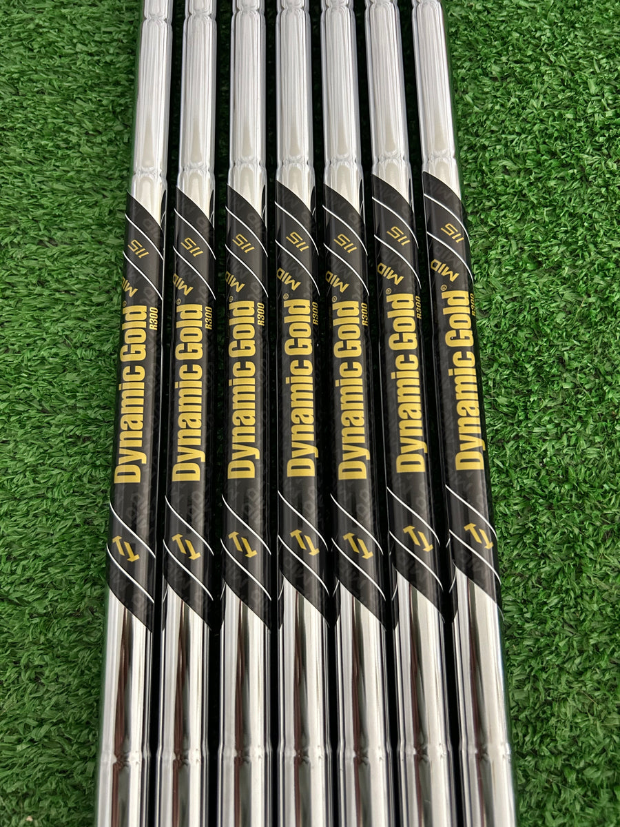NEW Dynamic Gold Mid 115 R300 Regular Flex Steel 7pc Iron Shafts Set ...
